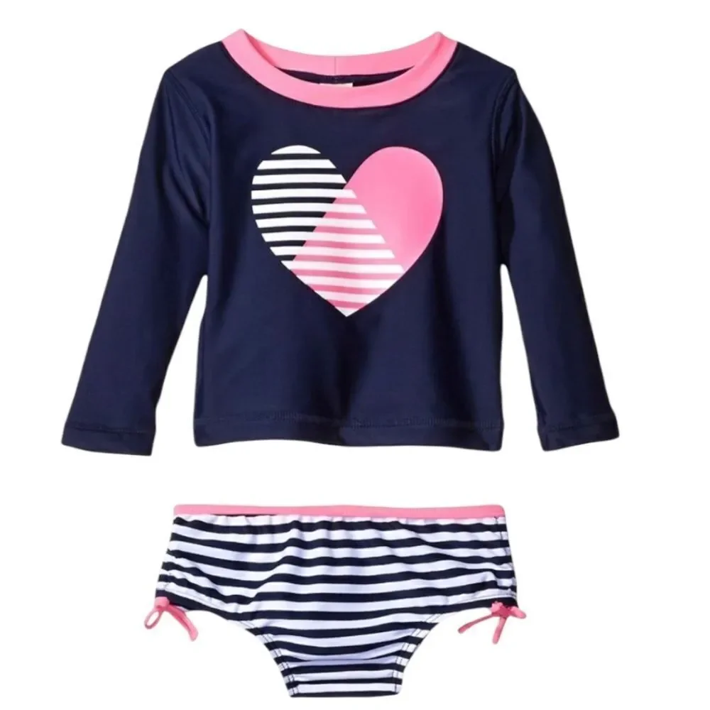 OshKosh B'gosh Black and Pink Rashguard Set